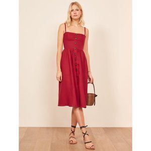 Reformation Tori Linen Dress in Cherry